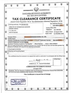 Valid Tax clearance certificate